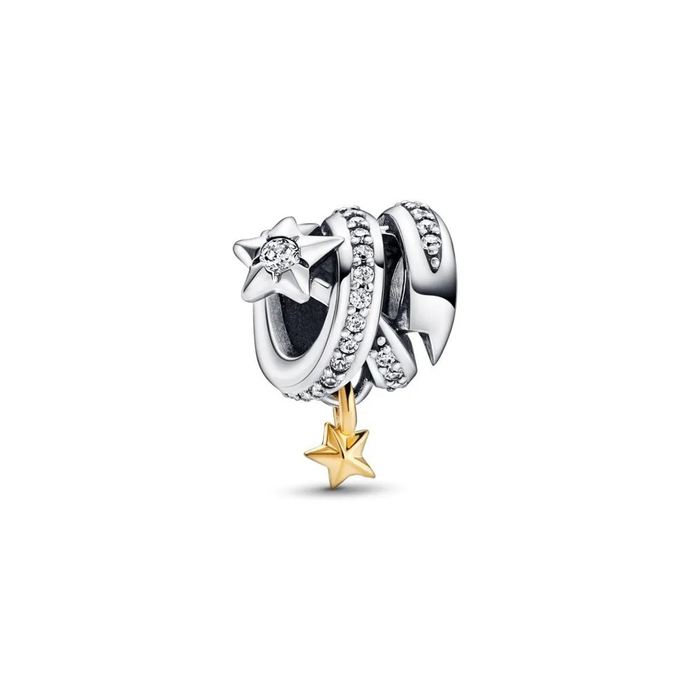 2025 New S925 Silver Spring Ball Bear Cross Pendant Suitable for Original Bracelets DIY Accessories Women's Charm Jewelry Gifts