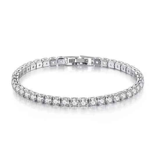 S925 Sterling Silver Bracelet Zirconia Tennis Ball Women Fashion Simple Engagement Wedding Charm Jewelry 4mm 16-20cm