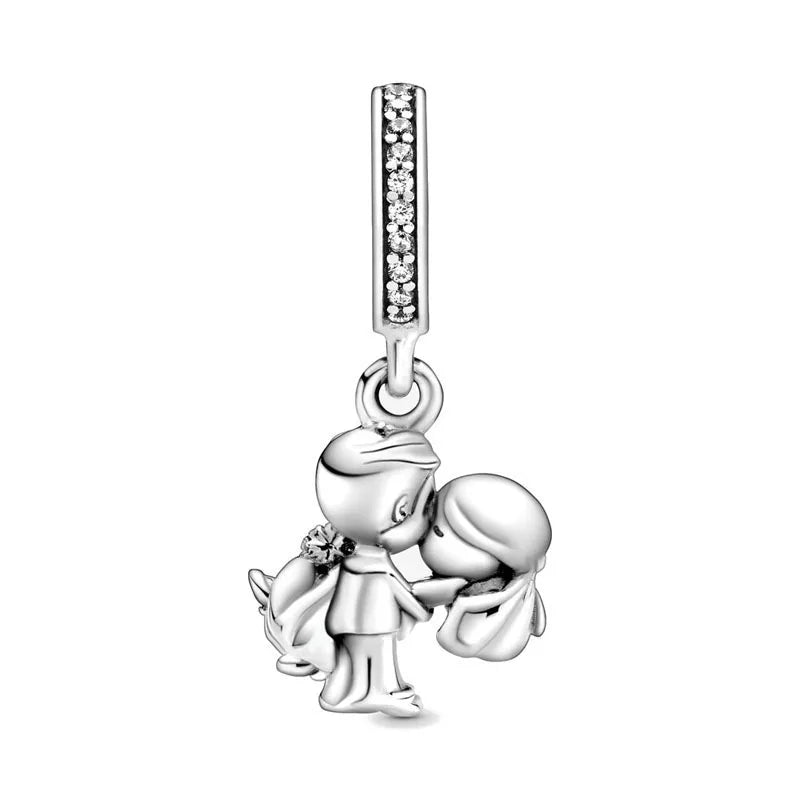 2025 New S925 Silver Spring Ball Bear Cross Pendant Suitable for Original Bracelets DIY Accessories Women's Charm Jewelry Gifts