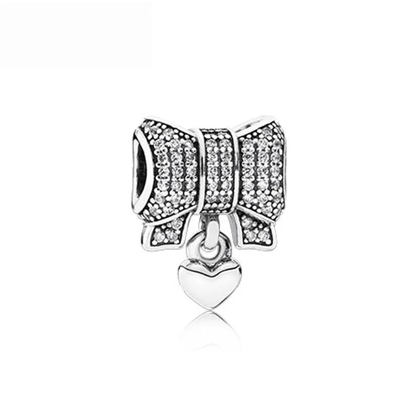 2025 New S925 Silver Spring Ball Bear Cross Pendant Suitable for Original Bracelets DIY Accessories Women's Charm Jewelry Gifts