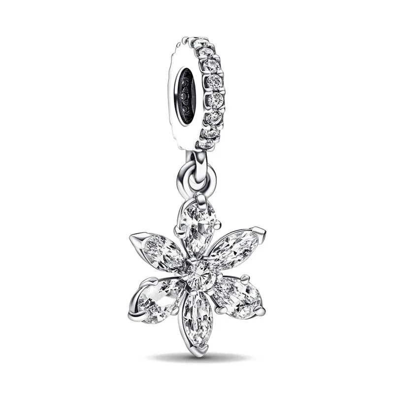 2025 New S925 Silver Spring Ball Bear Cross Pendant Suitable for Original Bracelets DIY Accessories Women's Charm Jewelry Gifts
