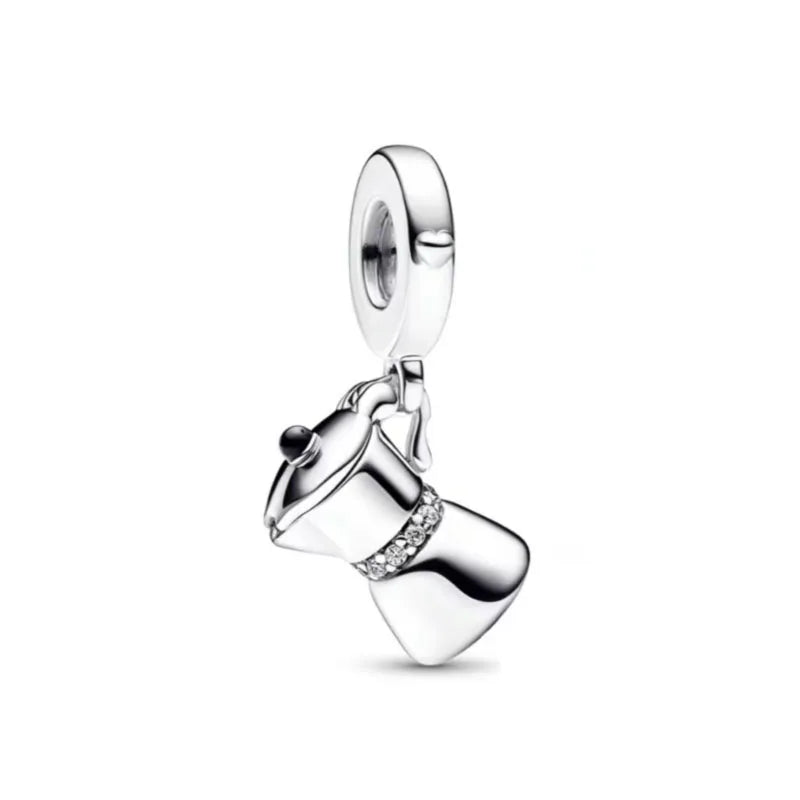2025 New S925 Silver Spring Ball Bear Cross Pendant Suitable for Original Bracelets DIY Accessories Women's Charm Jewelry Gifts