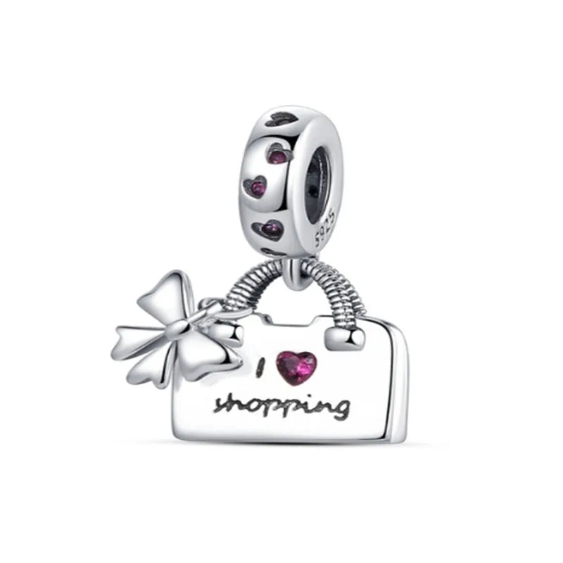 2025 New S925 Silver Spring Ball Bear Cross Pendant Suitable for Original Bracelets DIY Accessories Women's Charm Jewelry Gifts