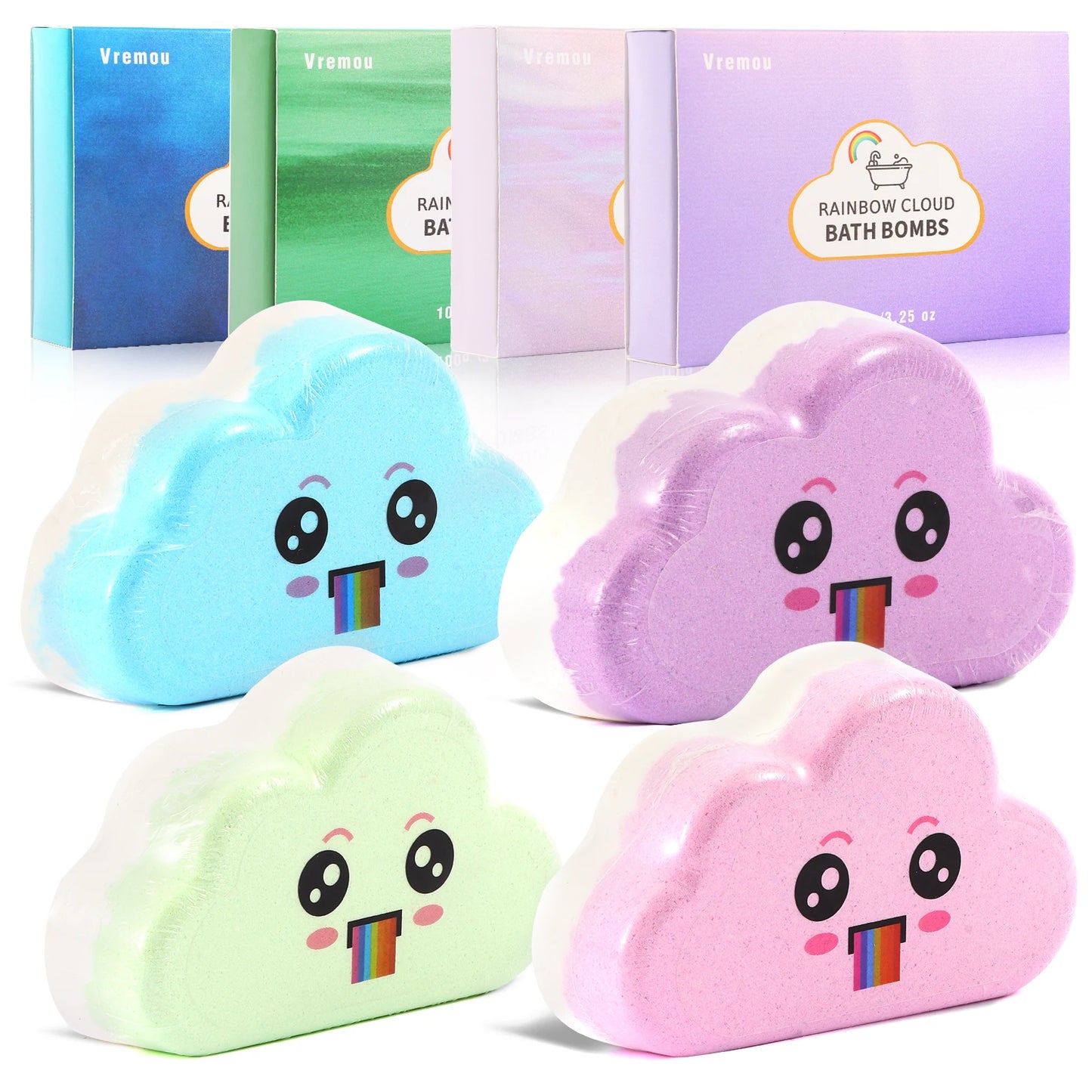 Rainbow Bath Bombs Gift Set, Handmade Organic Bath Bombs for Kids Girls, Natural Kid Bubble Bath Fizzy
