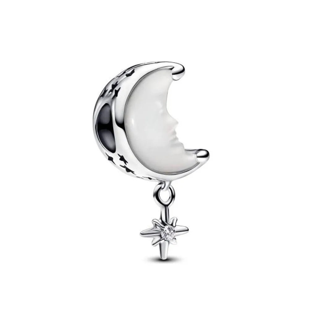 2025 New S925 Silver Spring Ball Bear Cross Pendant Suitable for Original Bracelets DIY Accessories Women's Charm Jewelry Gifts