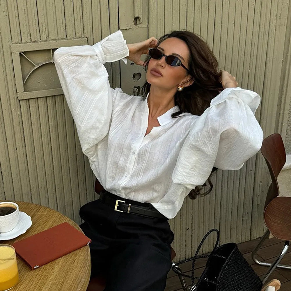 Fashion White Shirts Women Long Sleeve Oversize Blouse New Spring Summer Basic Tops Cotton Chic Shirt for Women