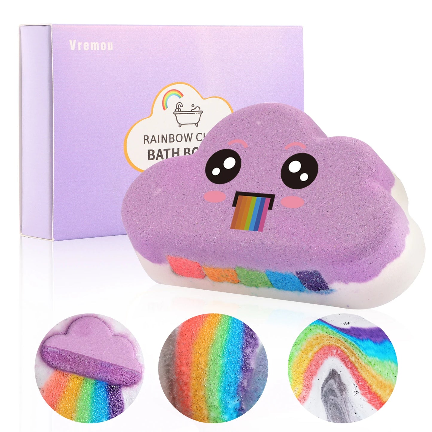 Rainbow Bath Bombs Gift Set, Handmade Organic Bath Bombs for Kids Girls, Natural Kid Bubble Bath Fizzy