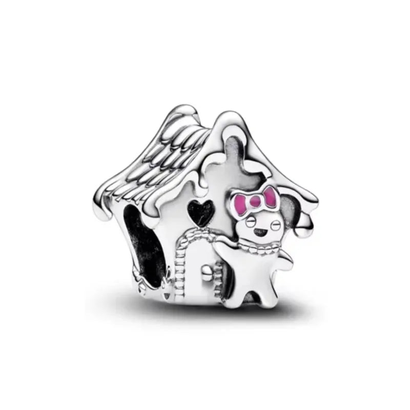 2025 New S925 Silver Spring Ball Bear Cross Pendant Suitable for Original Bracelets DIY Accessories Women's Charm Jewelry Gifts