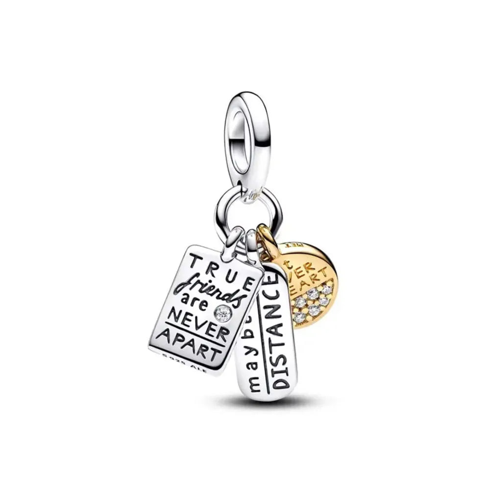 2025 New S925 Silver Spring Ball Bear Cross Pendant Suitable for Original Bracelets DIY Accessories Women's Charm Jewelry Gifts