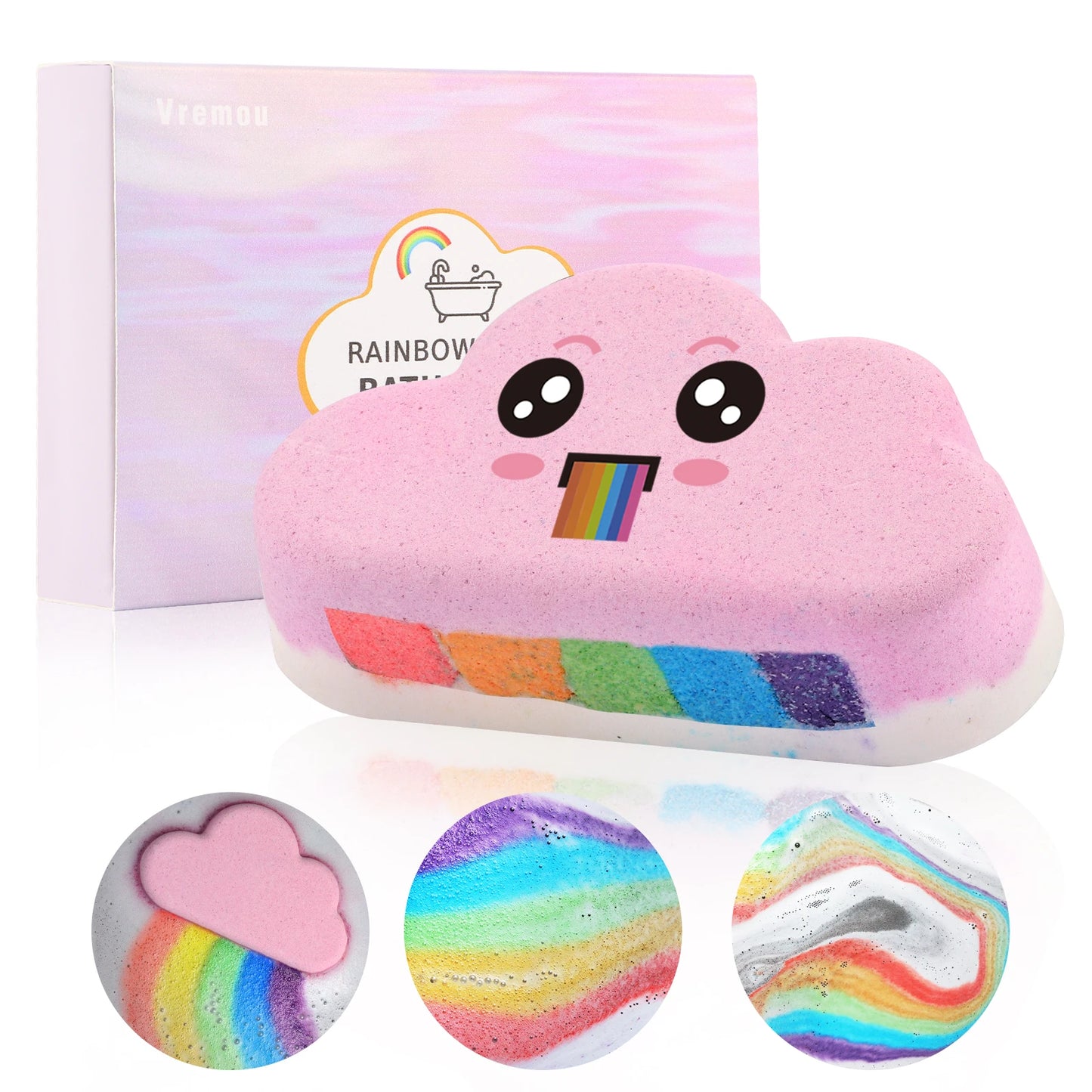 Rainbow Bath Bombs Gift Set, Handmade Organic Bath Bombs for Kids Girls, Natural Kid Bubble Bath Fizzy