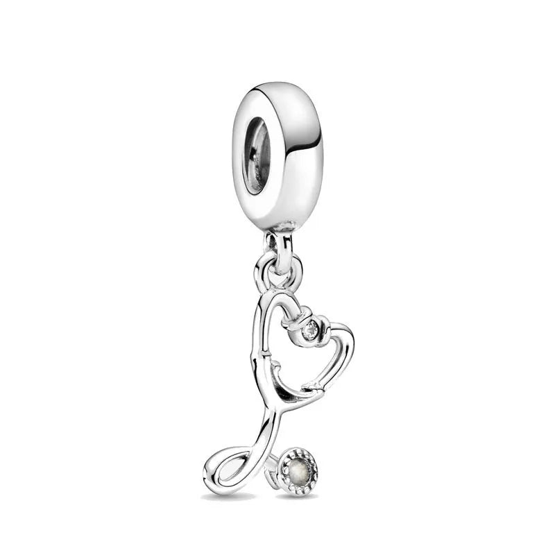 2025 New S925 Silver Spring Ball Bear Cross Pendant Suitable for Original Bracelets DIY Accessories Women's Charm Jewelry Gifts