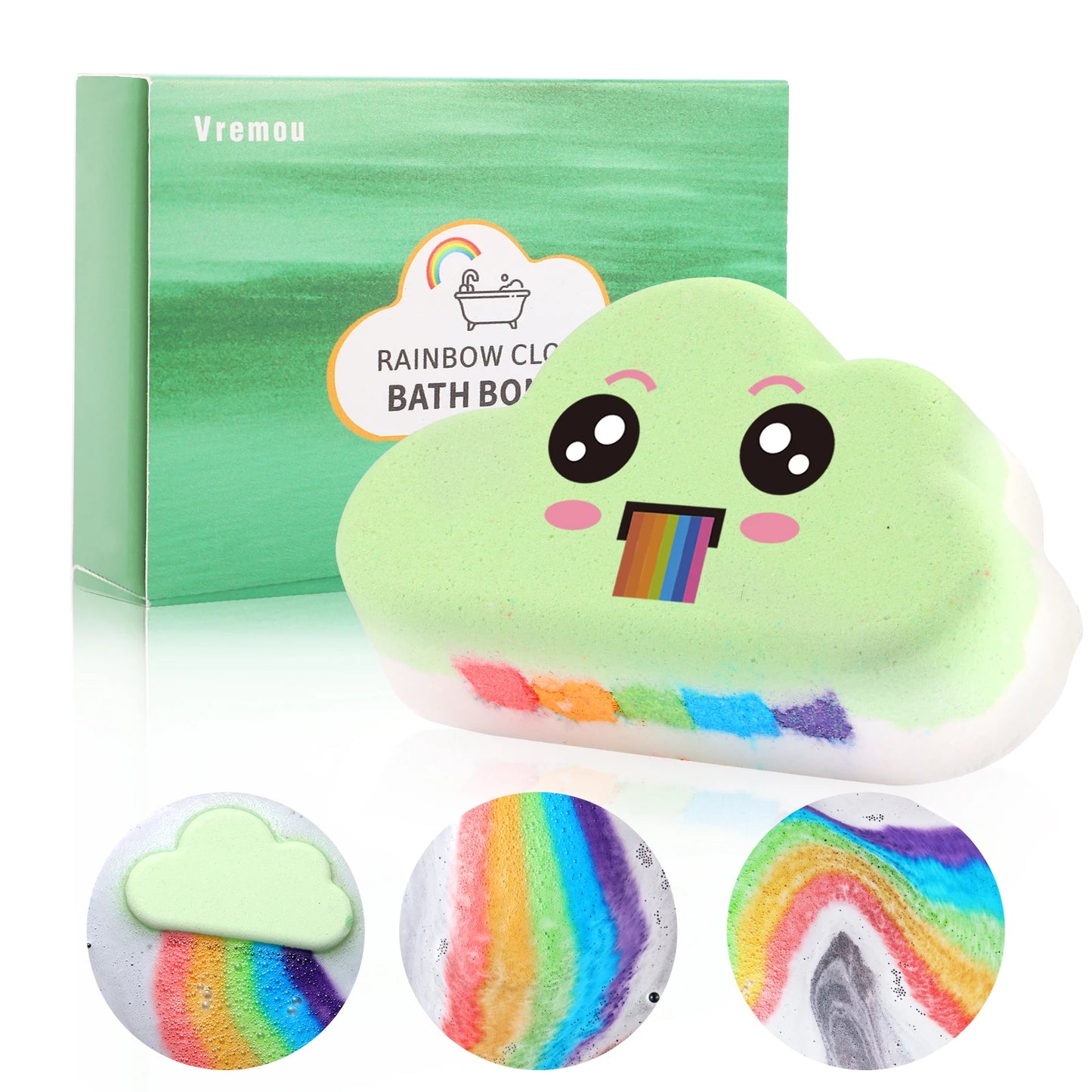 Rainbow Bath Bombs Gift Set, Handmade Organic Bath Bombs for Kids Girls, Natural Kid Bubble Bath Fizzy