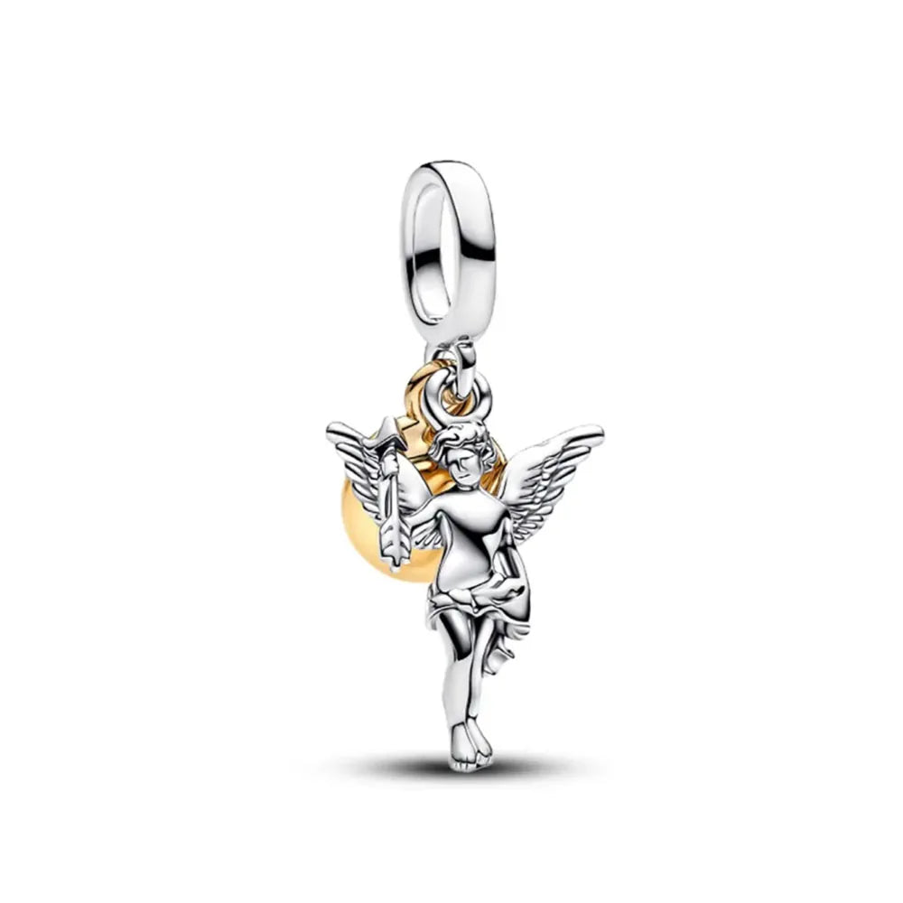 2025 New S925 Silver Spring Ball Bear Cross Pendant Suitable for Original Bracelets DIY Accessories Women's Charm Jewelry Gifts