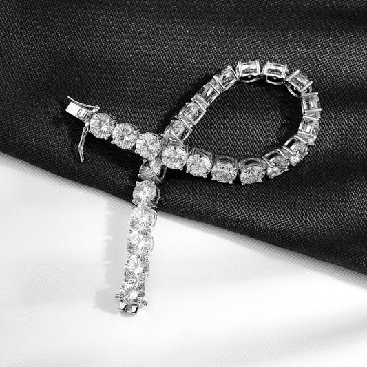 MooSuun 3mm--6.5mm Moissanite Diamond Tennis Bracelet for Women Men Luxury Fine Jewelry Pass Test S925 Sterling Silver