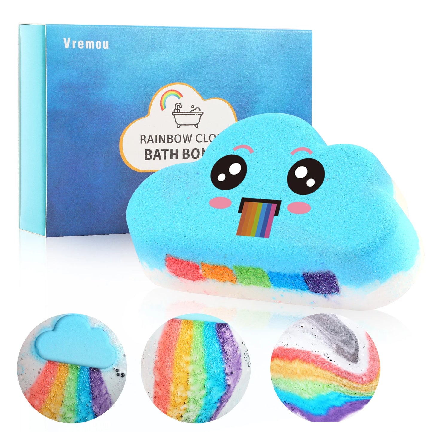 Rainbow Bath Bombs Gift Set, Handmade Organic Bath Bombs for Kids Girls, Natural Kid Bubble Bath Fizzy