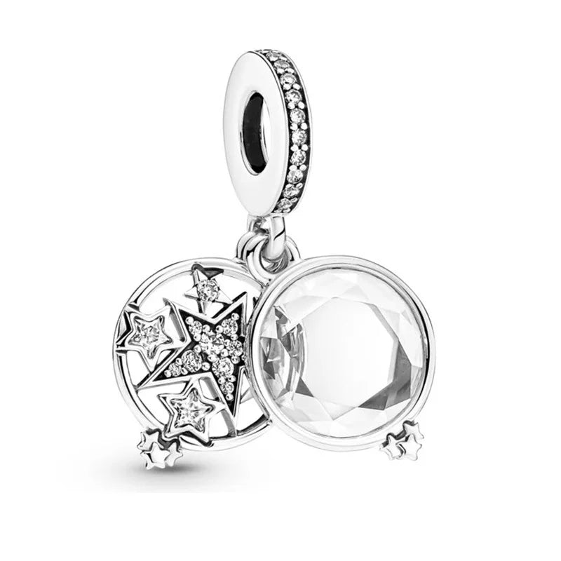 2025 New S925 Silver Spring Ball Bear Cross Pendant Suitable for Original Bracelets DIY Accessories Women's Charm Jewelry Gifts