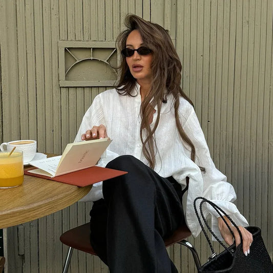 Fashion White Shirts Women Long Sleeve Oversize Blouse New Spring Summer Basic Tops Cotton Chic Shirt for Women