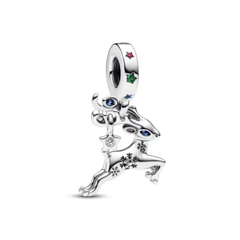 2025 New S925 Silver Spring Ball Bear Cross Pendant Suitable for Original Bracelets DIY Accessories Women's Charm Jewelry Gifts
