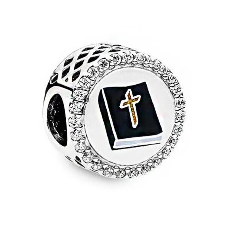 2025 New S925 Silver Spring Ball Bear Cross Pendant Suitable for Original Bracelets DIY Accessories Women's Charm Jewelry Gifts