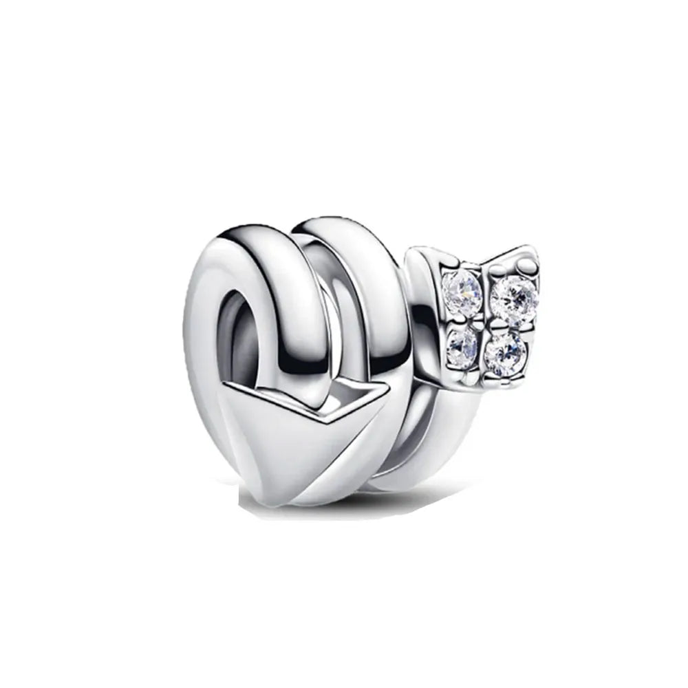 2025 New S925 Silver Spring Ball Bear Cross Pendant Suitable for Original Bracelets DIY Accessories Women's Charm Jewelry Gifts